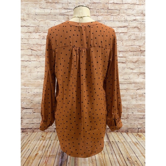 Maurices Women's Brown Black Atwood Tunic Polka Dot Blouse Size M - Picture 5 of 8